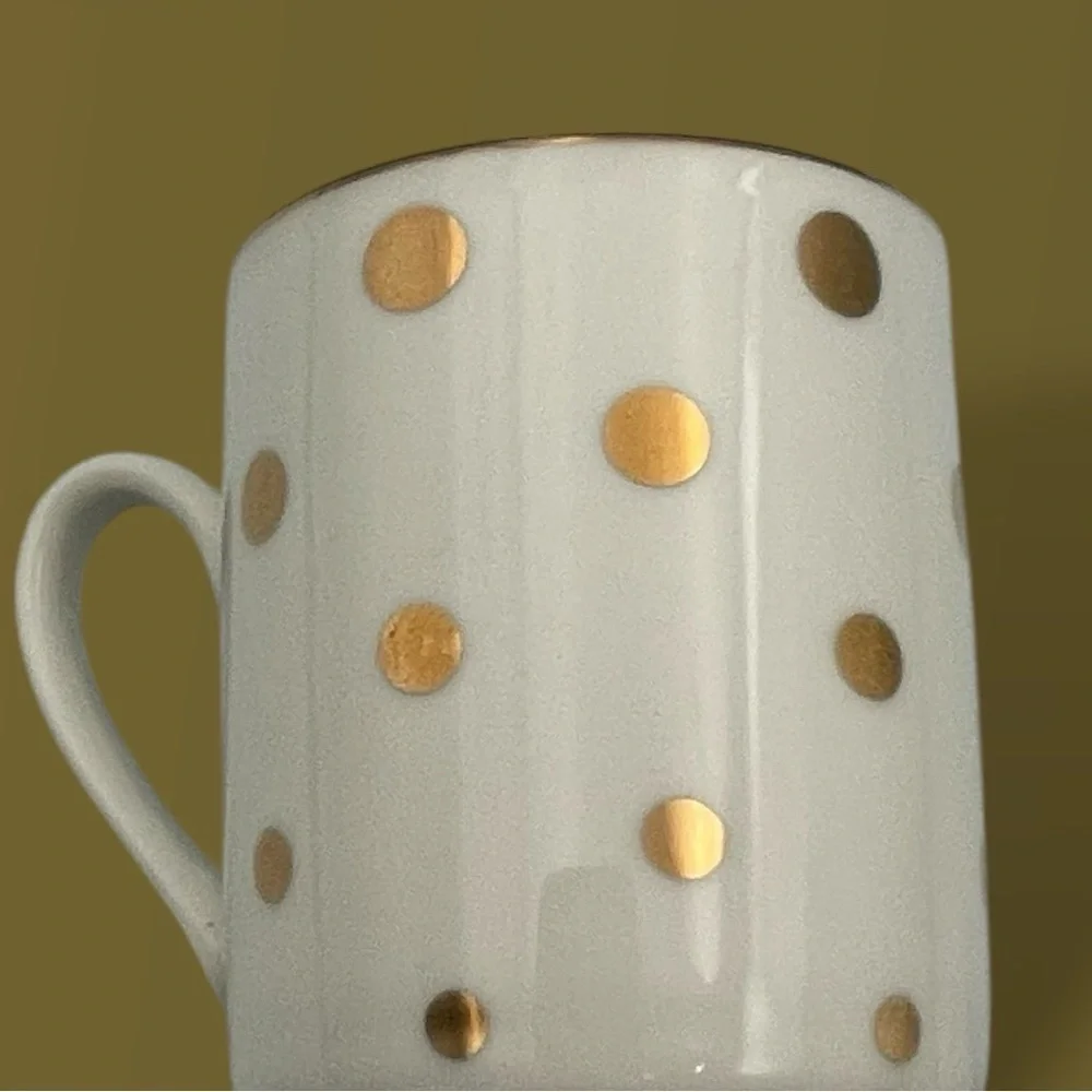 GRACE TEAWARE White Gold Polka Dots 4 Piece Tea DEMITASSE ESPRESSO Set